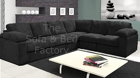 Ruxley Large Fabric 6 Seater Corner Sofa 3 Corner 2 Black 3