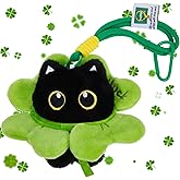 Tondiamo Black Cat Keychain Plush Bag Charm for Valentine's St Patrick's Day Kawaii Gift Accessories
