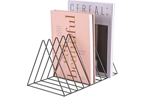 Simmer Stone Magazine Holder Rack, Desktop File Sorter Book Rack Organizer, 9 Slot Triangle Shape, Size 12.2"L X 7"W X 6.9"H, Black