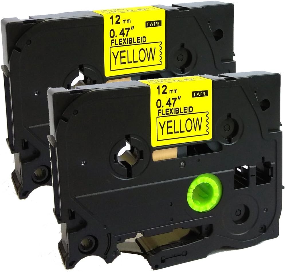NEOUZA 2PK Compatible for Brother P-Touch Laminated TZe TZ Label Tape Cartridge 12mm x 8m (TZ-Fx631 TZe-Fx631 Flexible ID Cable Wire Black on Yellow)