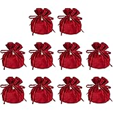 PATIKIL Velvet Drawstring Bags 6"x6", 10 Pcs Velvet Gift Bag with Pearl, Mini Candy Packaging Storage Pouches for Christmas Jewelry Webbing Party Favor, Burgundy
