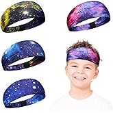 4 Pack Athletic Sweatbands - Breathable, Non-Slip Headbands for Boys, Girls, Kids Workout, Gym, Running, Exercise