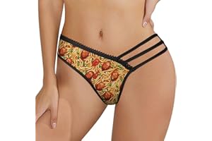 Italian Spaghetti Food Print Pasta Women’s Underwear Sexy Panties T Back Low Waist Briefs G-String Thongs