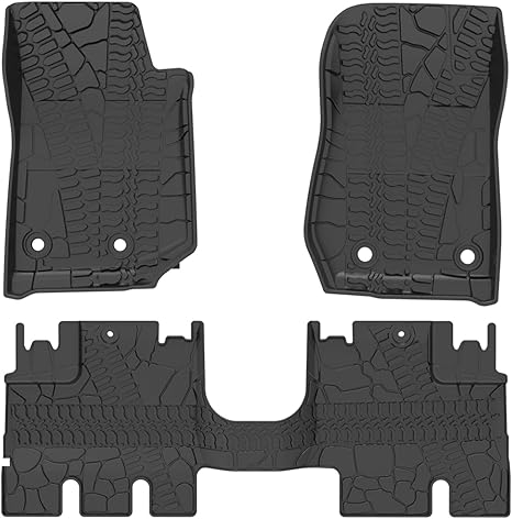 Oedro Floor Mats Liners Compatible For 2014 2018 Jeep Wrangler Jk Unlimited Jku 4 Door Not For Jl Tpe All Weather Protection Includes Front And