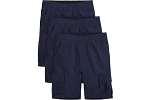 OHD 3 Pack School Uniforms for Boys, Cargo Summer Classic Fit Elastic Waist Uniform Shorts Boys Clothes with Pockets