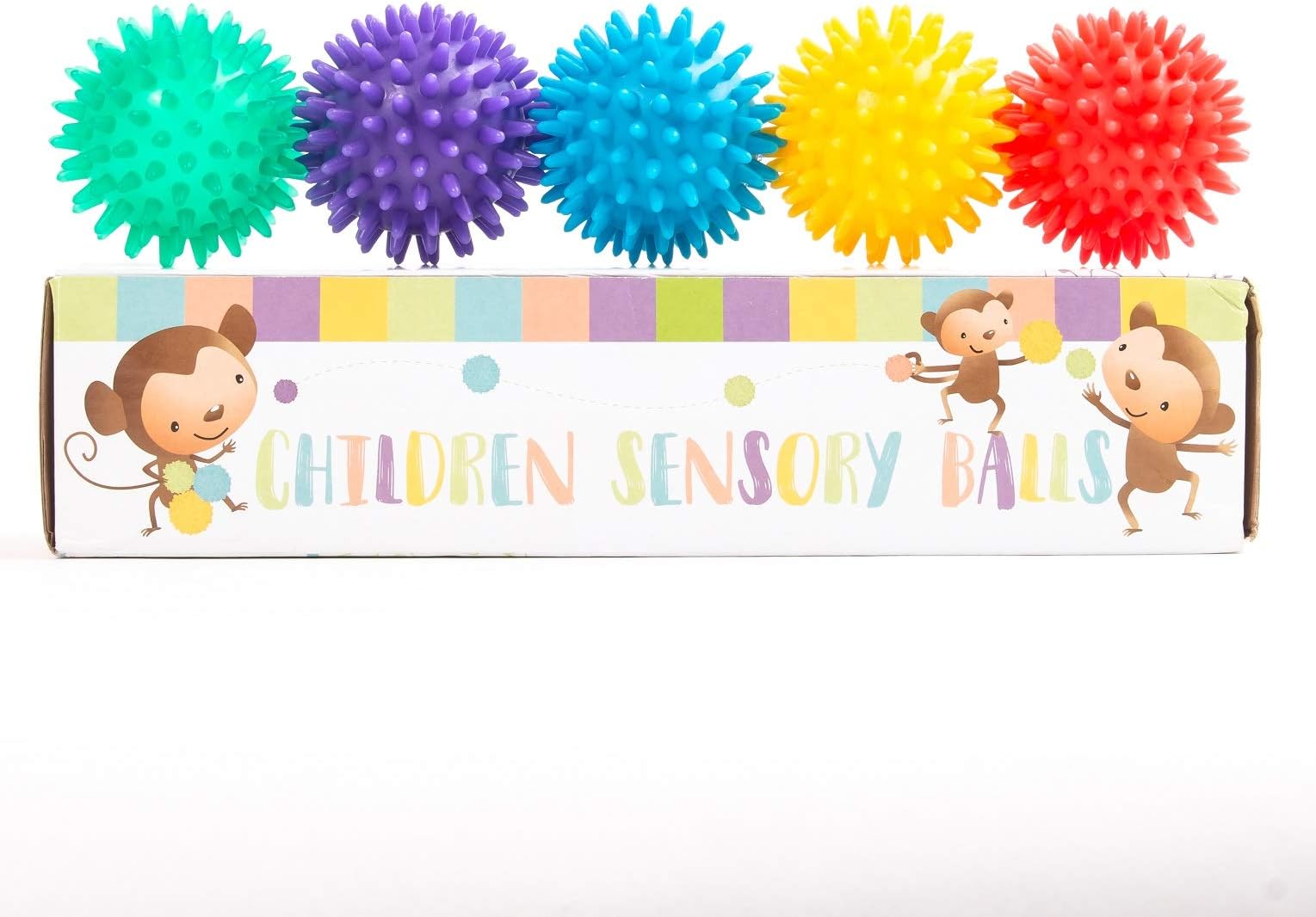 PLATPORTS Kids Sensory Balls Stress Relief - 5-Pack Squeezy Squishy Bouncy Fidget Toys/Anxiety Squeeze Toys BPA Free for Children, Kids, Teens, Adults, OCD, ADHD, ADD