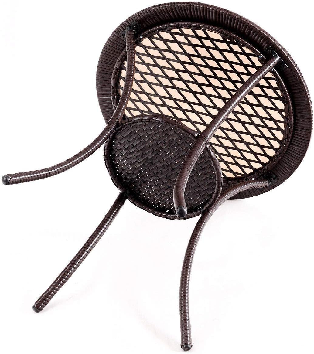 Tangkula 25” Patio Wicker Coffee Table Outdoor Backyard Lawn Balcony Pool Round Tempered Glass Top Wicker Rattan Steel Frame Table Furniture W/Lower Shelf: Kitchen & Dining