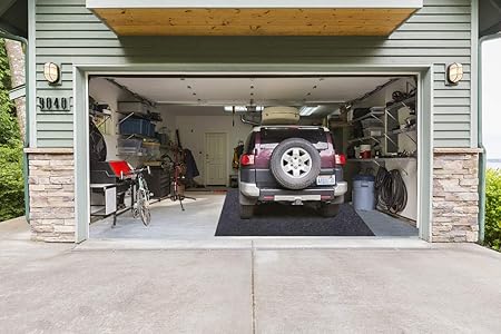 Amazon ガレージフロアマット 車下用パーキングマット 吸収性 防水 洗濯可能 ガレージ ショップ 駐車マット 雪 泥 雨 ガレージ フロアマット 252インチ X 91インチ ガレージ用品 車 バイク