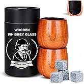 Lotnafee 2 Pack Charred Wooden Whiskey Glasses – Bourbon Tumblers for Men with Burnt Interior – Old Fashioned Cocktail Cups – Gifts for Dad, Men, Brother, or Whiskey Lovers