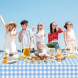 3 Pack Light Blue Gingham Tablecloth Rectangular