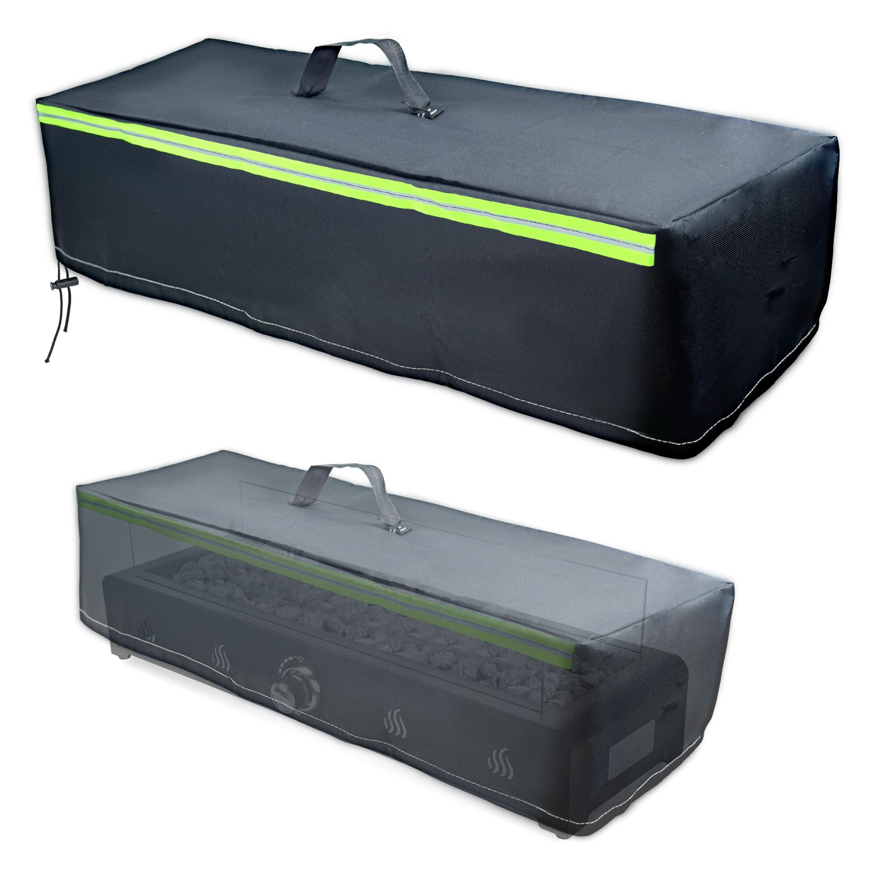 Photo 1 of 29.5" Rectangular Tabletop Fire Pit Cover with Glow in Dark Stripe, Waterproof Covers for Outdoor Firepit with Drawstring Handles