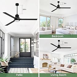 Biukis Black 60-inch Modern Ceiling Fans with