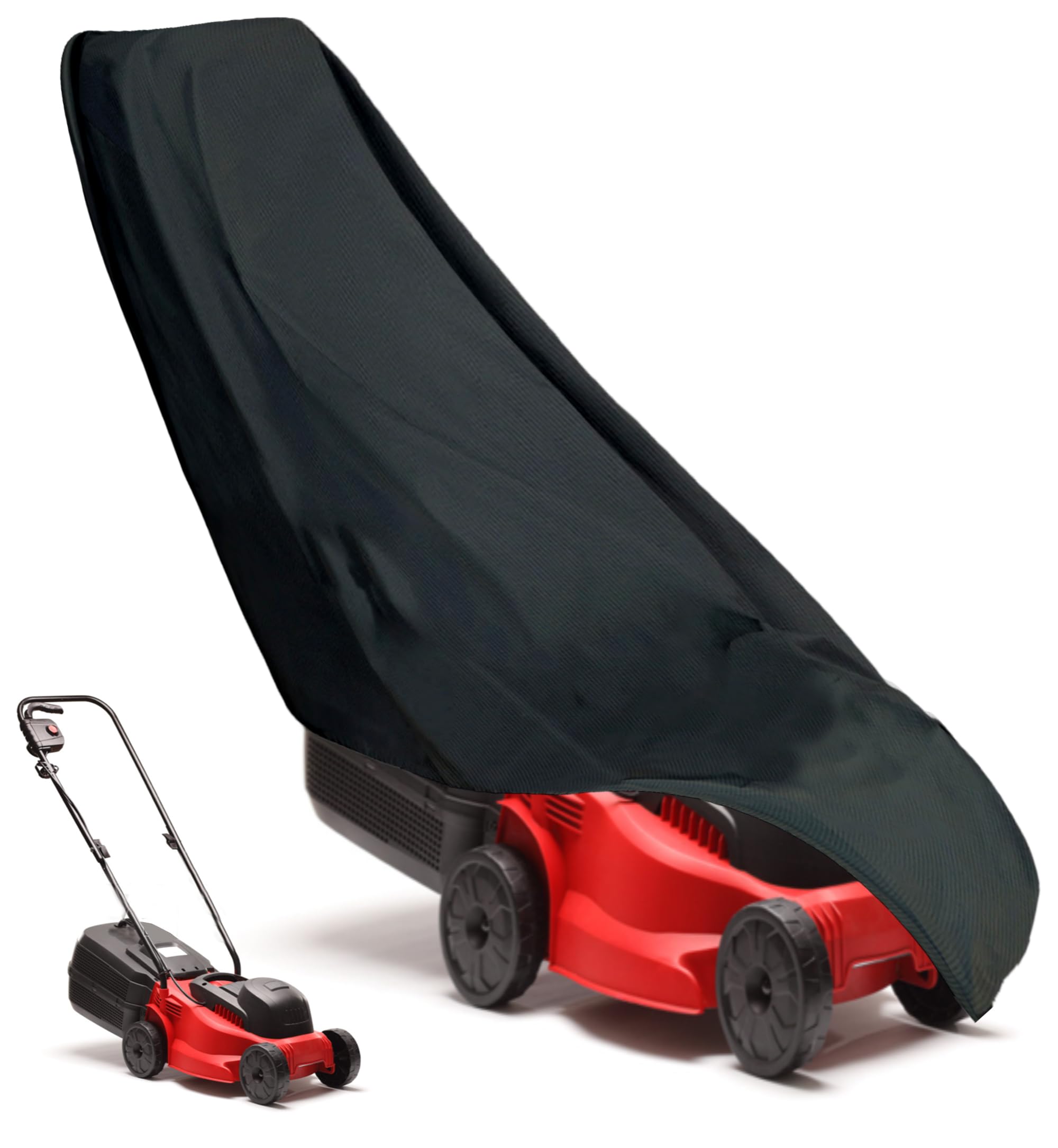 Push Lawn Mower Cover 600D Oxford Waterproof Outdoor Fabric Walk Behind Lawnmower Cover, Outside Lawnmower Covers with Cord -- Black