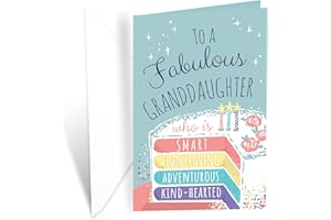 Prime Greetings Birthday Card For Granddaughter, Made in America, Eco-Friendly, Thick Card Stock with Premium Envelope 5in x 7.75in, Packaged in Protective Mailer