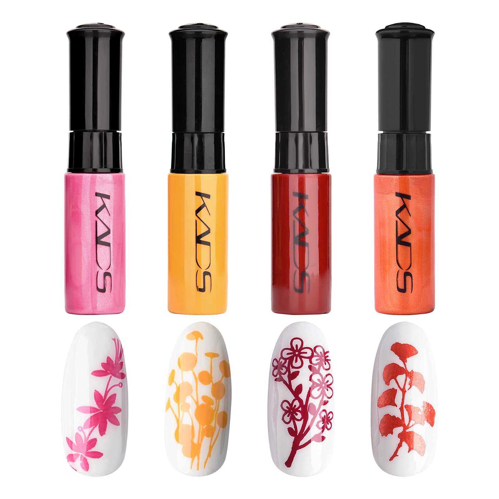 4 Colors Nail Polish Set Stamping Polish Detailed Painting Plastic Bottle Colourful Pigment Nail Art DIY Manicure Design Drawing Tool 10ml (4P-11)