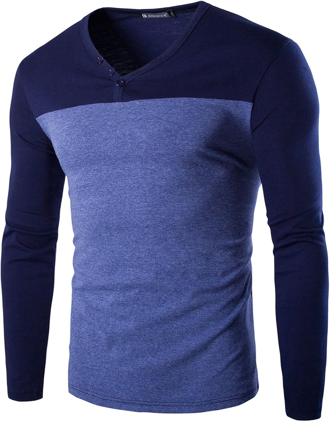 Uxcell Men Color Block Long Sleeves Henley T Shirt Top