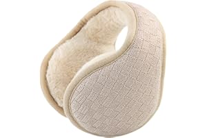 POMIJIAN Winter Men Ear Muffs Foldable Behind Head Earmuffs Unisex Fleece Ear Warmer Adjustable Fit Ear Covers for Cold