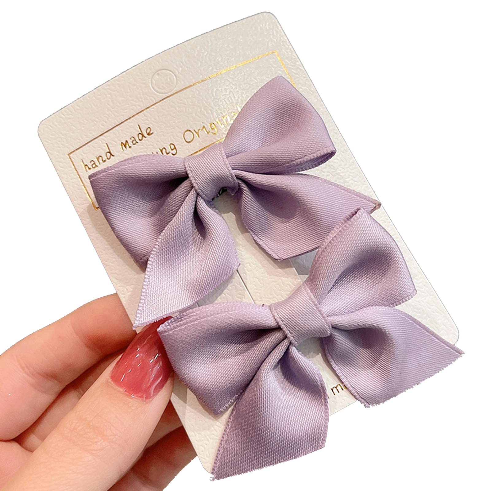 2Pcs Hair Bows Clips Alligator Clips Barrettes Cotton Hair Ribbon Non Slip Accessories for Girls Adult Teens Wear Clips (Purple)