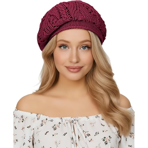 JH JOEJERRY Straw Crochet Flower Beret Hat French Beret Cap  display picture 2