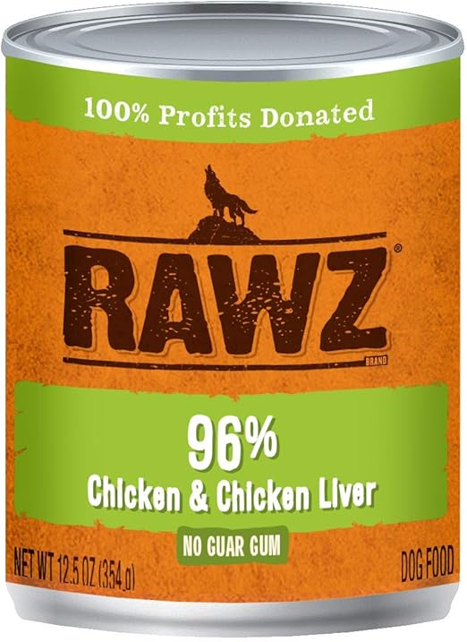 Rawz 96 Chicken and Chicken Liver Canned Food for Dogs 12