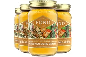 FOND NOURISH DELIGHT FOND Regenerative Pasture-Raised Chicken Bone Broth Infused with Organic Turmeric & Black Pepper – Slow-Simmered Chicken Broth for Rich Flavor, Nutrient-Dense, Artisan Quality – 14 oz (4-Pack)