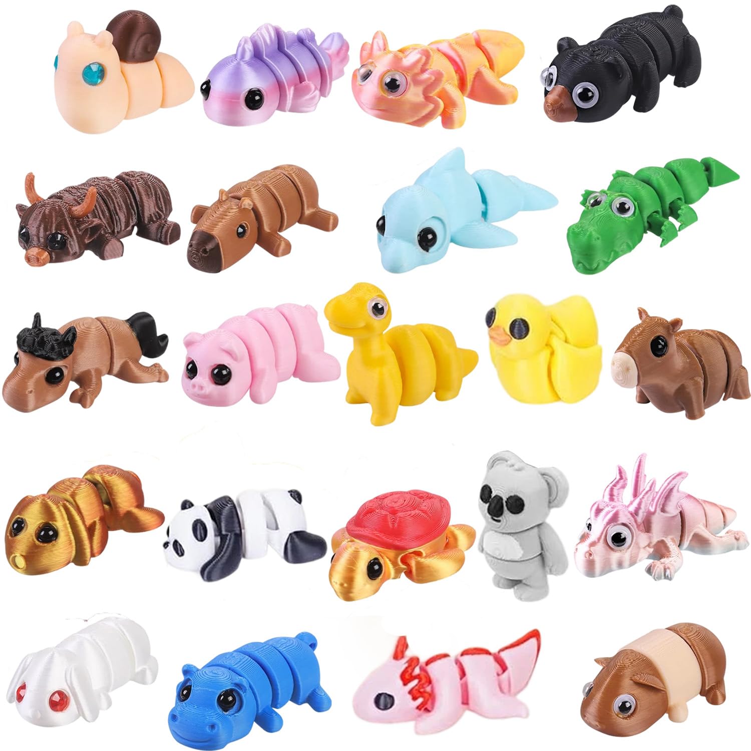 Srumvoat 22Pcs 3D Printed Animals, Fidget Toy Movable Joint 3D Printed Animal, 22 Different Colorful Vivid Animal Shapes, BPA-Free, Safe for Educational Toys, Great Home Office Desk Decorations Gifts