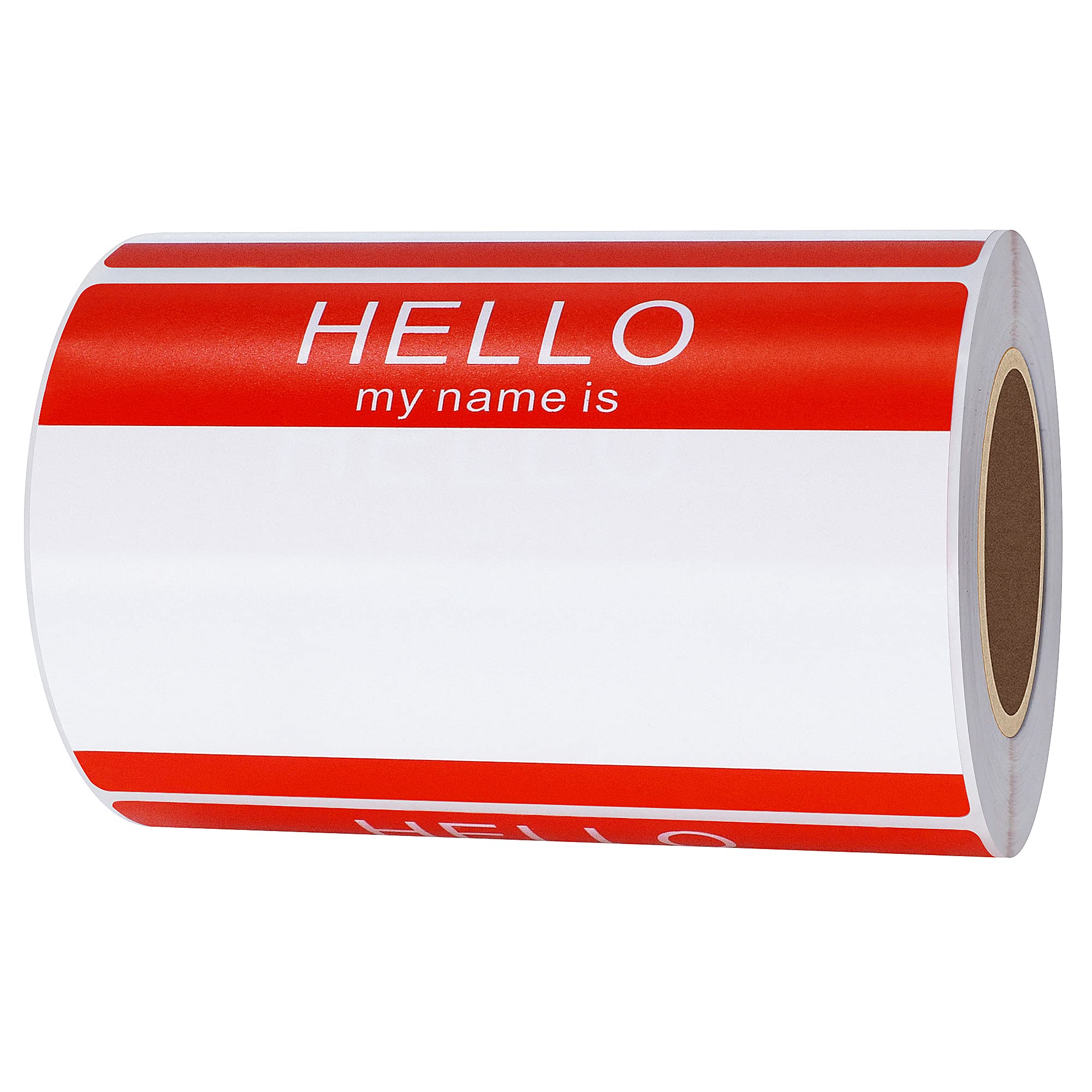 Hylabelest 3.5x2.4 Inch Hello My Name is Labels Red Name Tag Stick Identification Warehouse Meeting Stickers (Red)
