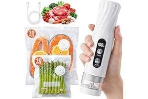 RIWUSI Portable Vacuum Sealer for Food with Visible Water Tank, 60kPa Powerful Handheld Vacuum Sealer Machine, One-Touch Auto