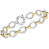Ross-Simons Two-Tone Sterling Silver Oval-Link Bracelet