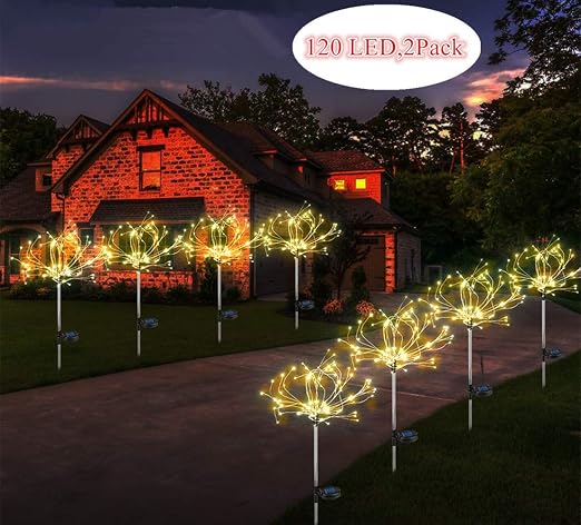 Sunboia Luces solares de Fuegos Artificiales, 2x120Leds Luces ...