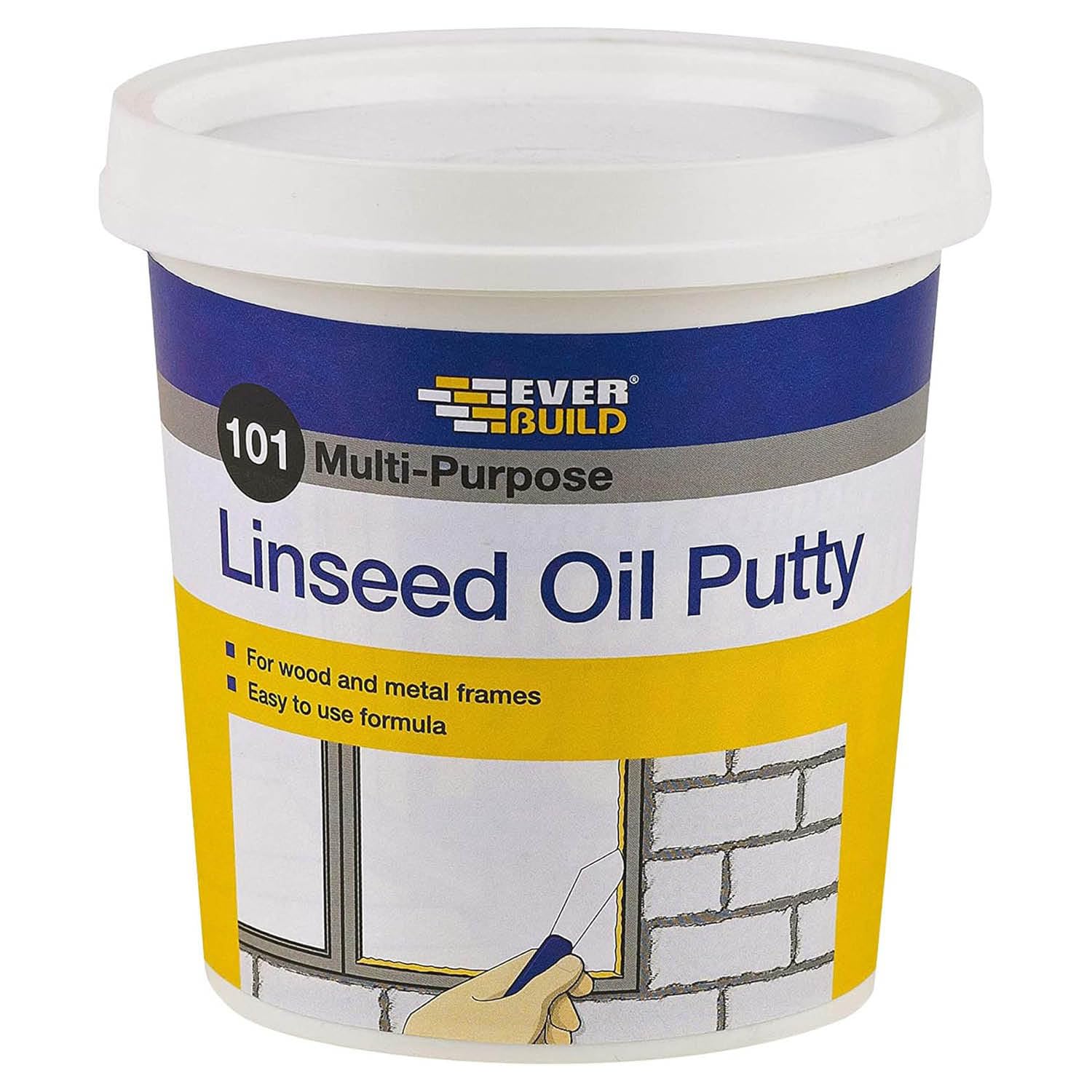 Everbuild 101 Multi-Purpose Linseed Oil Putty – Suitable for Single Pane Glass – Natural – 1kg