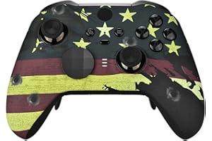 eXtremeRate US Flag The Stars & Stripes Patterned Faceplate Cover, Soft Touch Front Housing Shell Case for Xbox One Elite Series 2, Xbox Elite 2 Core Controller Model 1797 - Accent Rings Included
