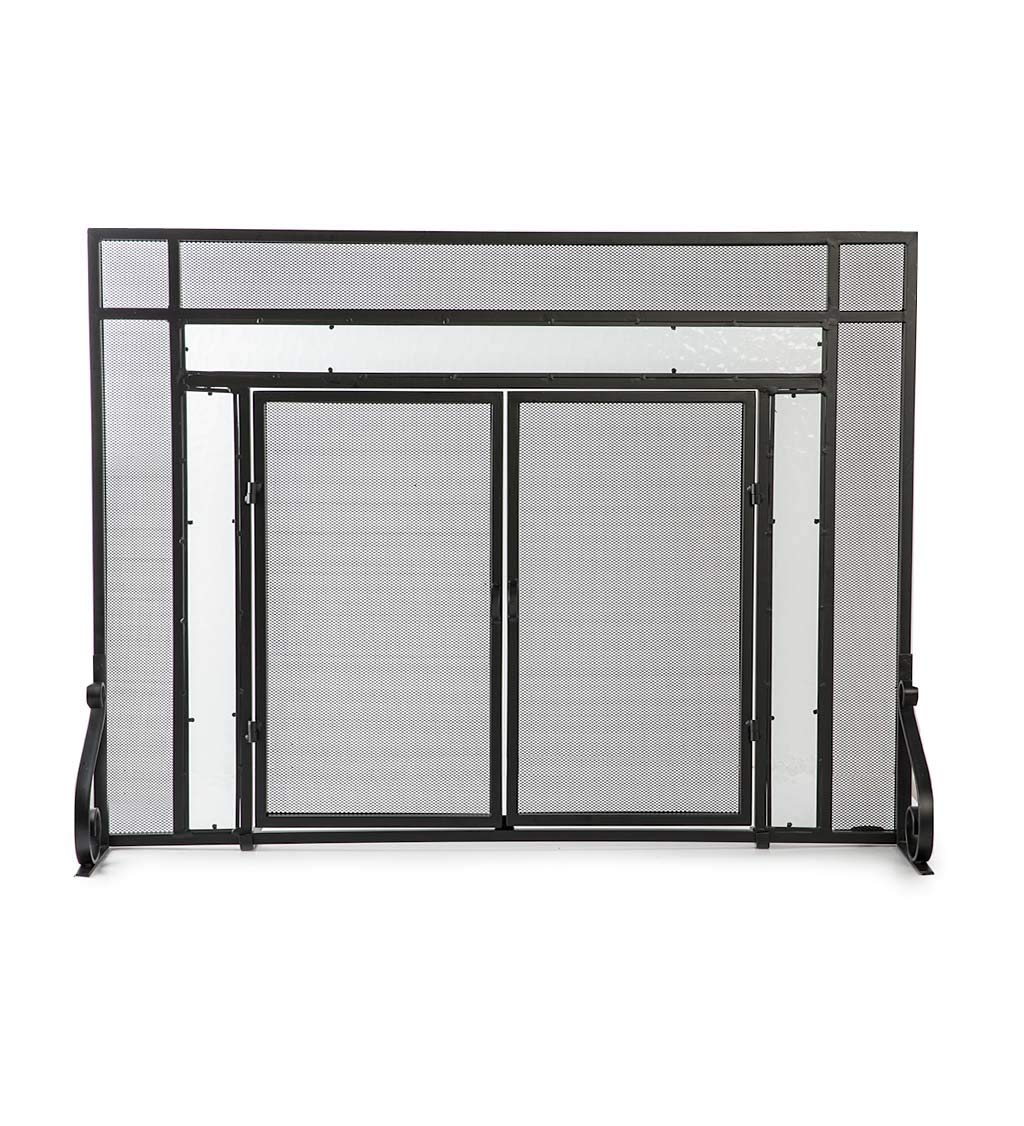 Plow & Hearth Small Fireplace Screen with Hinged Magnetic Doors ...