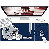 Large Gaming Mouse Pad, Extended Desk Mousepad with Stitched Edges, Football Computer Keyboard Pad,Star Design for Sport Fans, 31.5 x 11.8 in