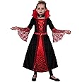 Spooktacular Creations Girls Gothic Vampire Costume, Victorian Vampiress Queen Cloak, Noble Medieval Queen Halloween Dress up