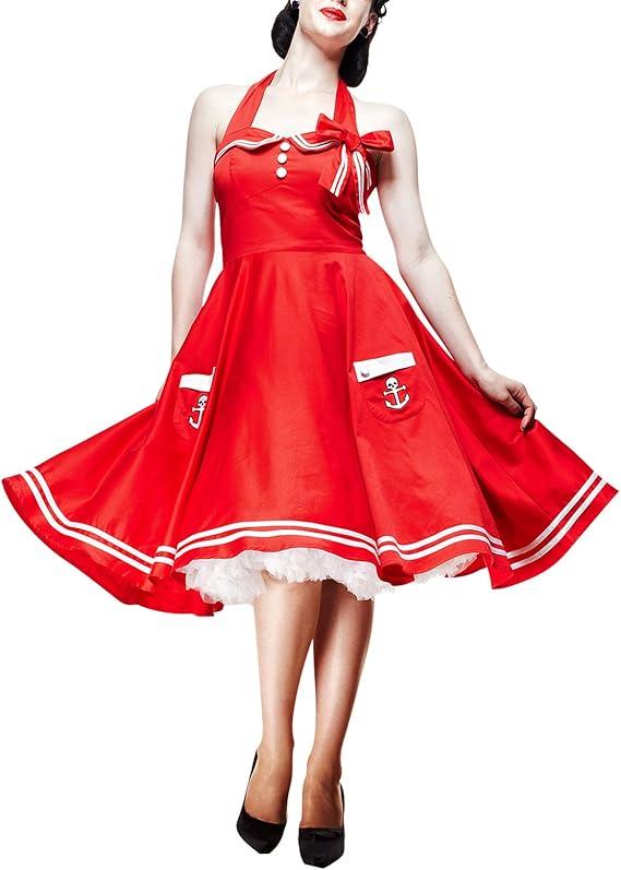 red 50s style dress