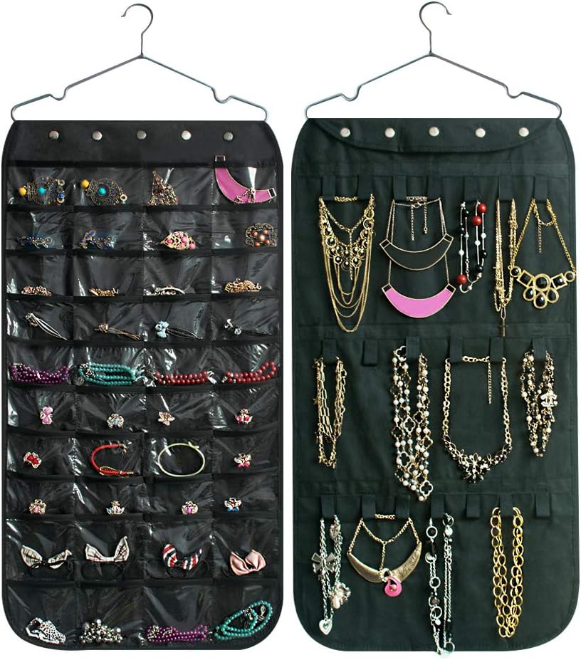 Realdios NonWoven Hanging Closet Accessory Jewelry Holder Organizer(40pocket with 18 Hook)