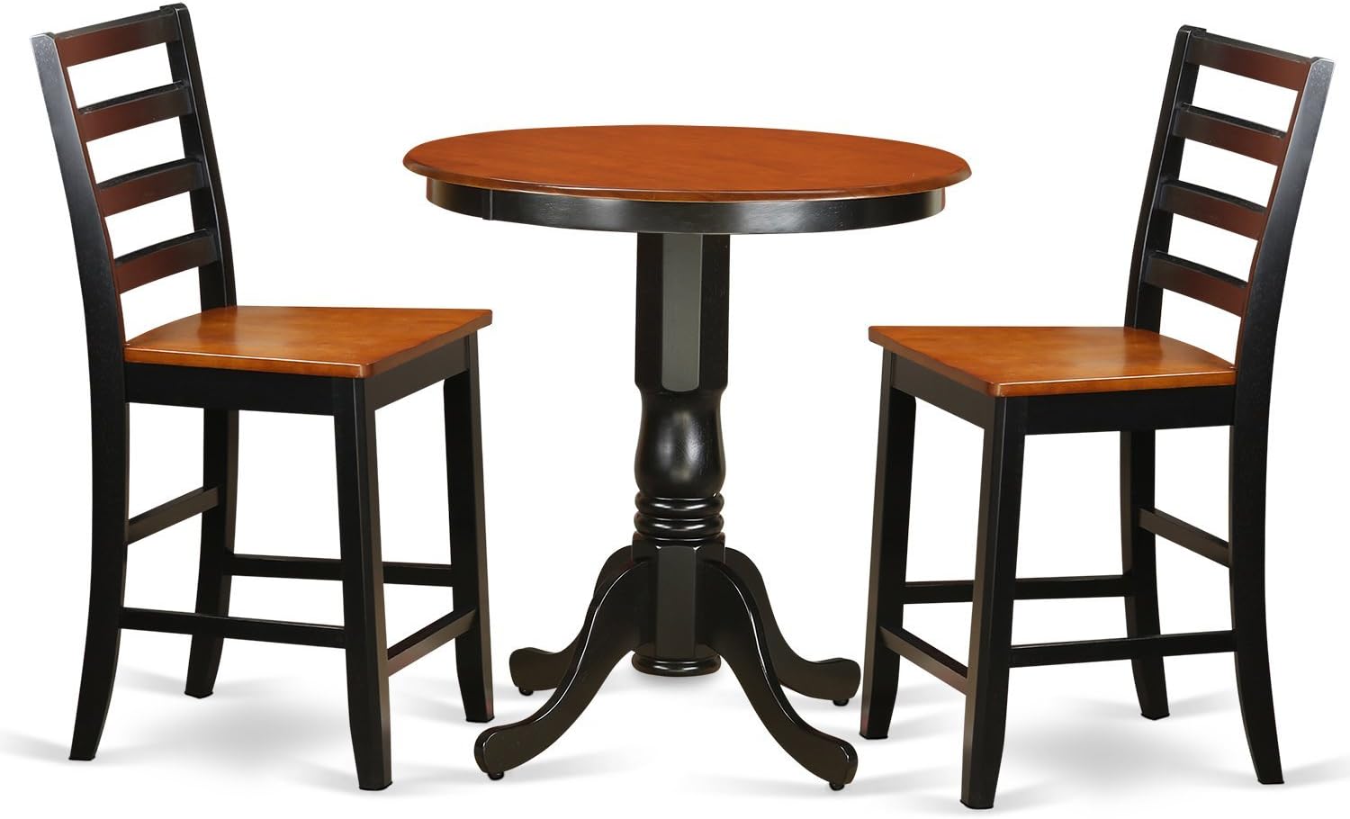 East West Furniture EDFA3-BLK-W 3 Piece Pub Table and 2 Kitchen Bar Stool Set