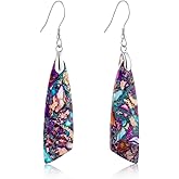 SELOVO Jasper Stone Earrings for Women Trendy Dangle Earrings Fishhook Drop Earrings