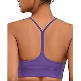 AegisChic Womens Y Sports Bras Yoga Top with Removable Cups Spaghetti Thin Strap Workout Gym Bra Tops