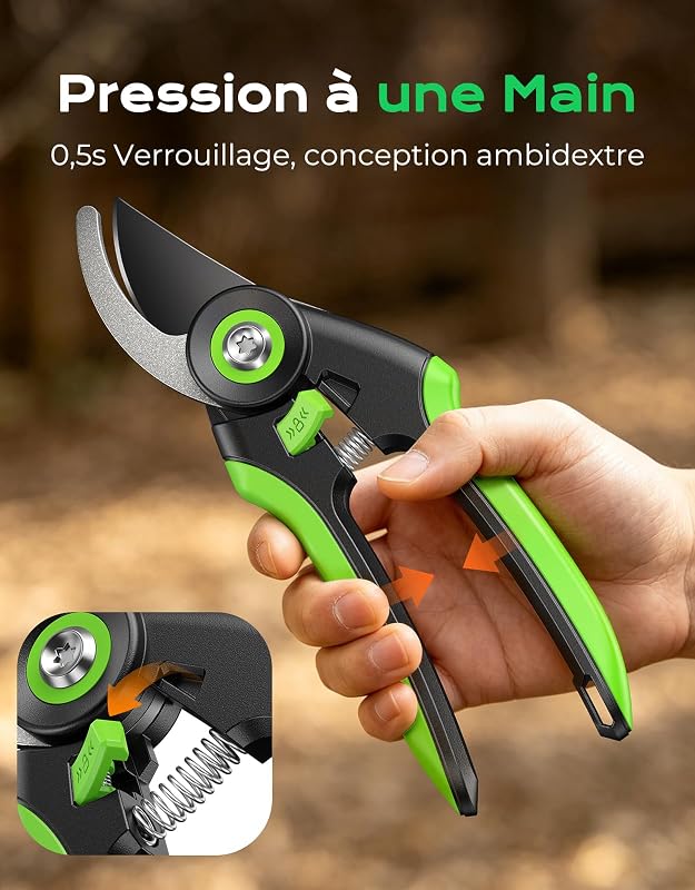 Secateur de Jardin Bypass, Lame Acier SK5 pour Couper Jusqu'à 18 mm — photo 3 sur 7