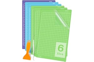 Weliu 8.5x12 Inch Cutting Mat 6 Pack for Cricut Joy Xtra - Light/Standard/Strong Grip with Hook & Scraper | Reusable Craft Pa