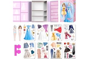 DANIEL AXEL Magnetic Dress Up Paper Doll Pretend Play Game Toys,Dollhouse Magnet People Clothes Puzzles Development for 3+ Year Old Girls Toddler,Preschool Learning Created Imagine Birthday Gift (C Set)