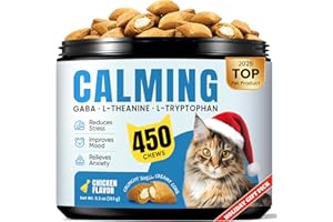 BUDDYCHEER Calming Cat Treats with GABA for Anxiety Relief - Calming Cat Chews Help Reduce Stress & Promote Relaxation, Melatonin for Cats for Grooming, Travel, Vet Visits & Separation Anxiety - Chicken Flavor