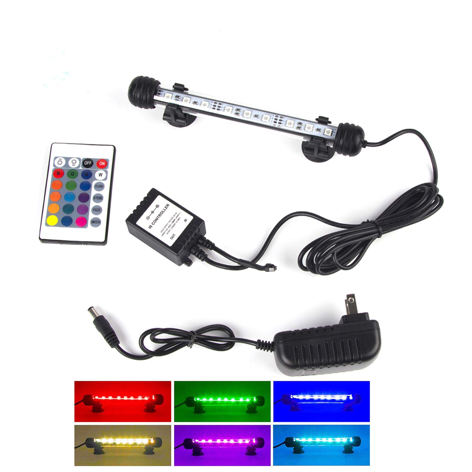 Photo 1 of S SMIFUL Fish Tank Light, LED Aquarium Lights Underwater Remote Control RGB Color Changing Brightness Adjustable IP68 Waterproof Submersible LED Light Strip bar for Fish Tank, 7.5 inch