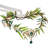 SWEETV Fairy Flower Leaf Crowns for Women Elven Princess Tiara Elf Headpiece for Cosplay Halloween Costume Photoshoot Wedding
