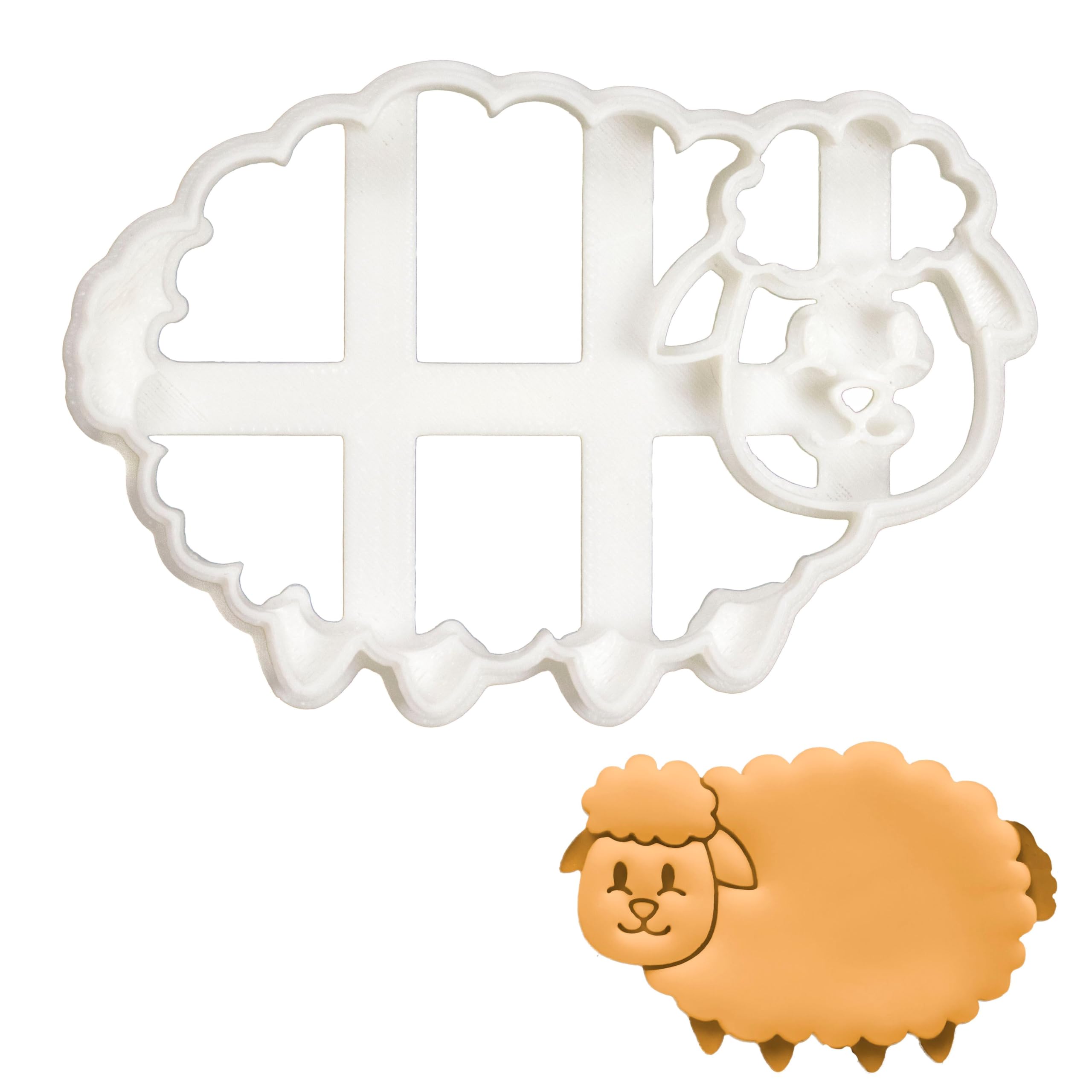 BAKERLOGY Sheep Body Cookie Cutter - Detailed Biscuit Cutter Design for Baking and Crafts, Ideal on Fondant, Dough, Clay
