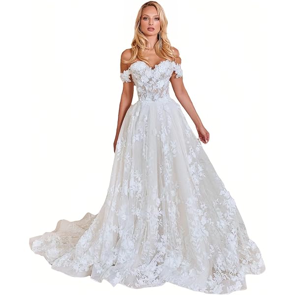 Amazon.com: Fanciest Women's Lace Wedding Dresses Long Sleeve Wedding Dress  Ball Bridal Gowns Ivory US0 : Clothing, Shoes & Jewelry