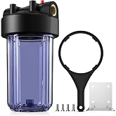 SimPure 10" *4.5" Whole House Water Filter Clear Housing no Filter | DB10C Blue for Whole Home Water Filtration,Sediment Water Filter System 1" NPT Brass Port | Filtration for City &amp; Well Water