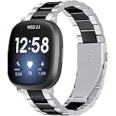 Limque Stainless Steel Band Compatible with Fitbit Versa 4 / Fitbit Sense 2 / Fitbit Versa 3 / Fitbit Sense, Adjustable Metal Watch Bands Bracelets,Wristband Replacement for Women Men